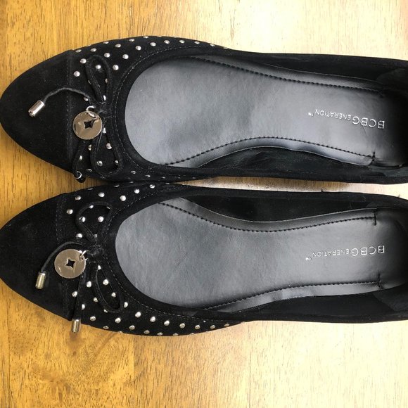 BCBGeneration Suede Black Ballet Flats Studded - Picture 7 of 7